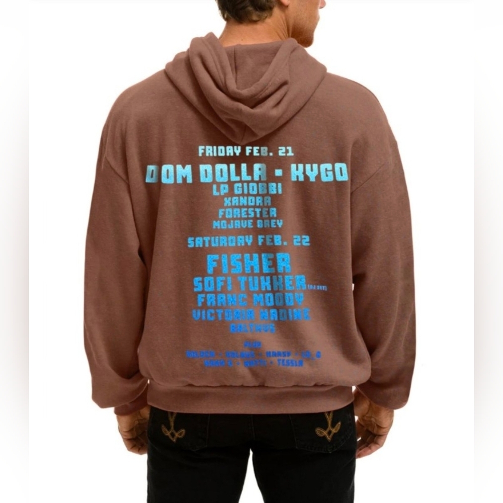 Aviator Nation X ASPEN Palm Tree Music Aspen Hoodie Large Oversized UNISEX - Picture 3 of 8